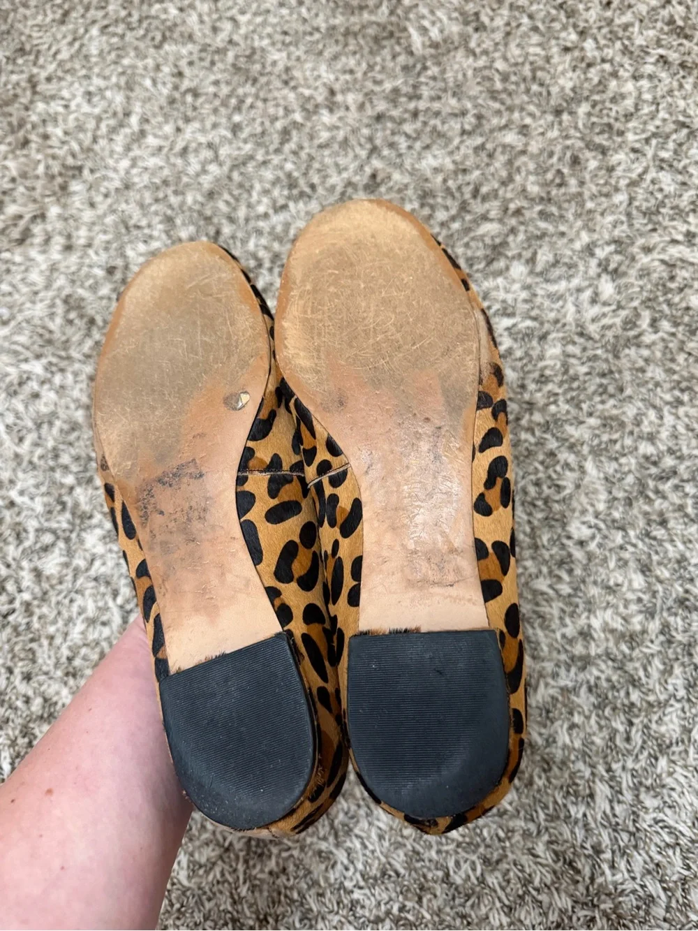 Sole Society Leopard Print Flats with Crystal Buckle - Tan/Black